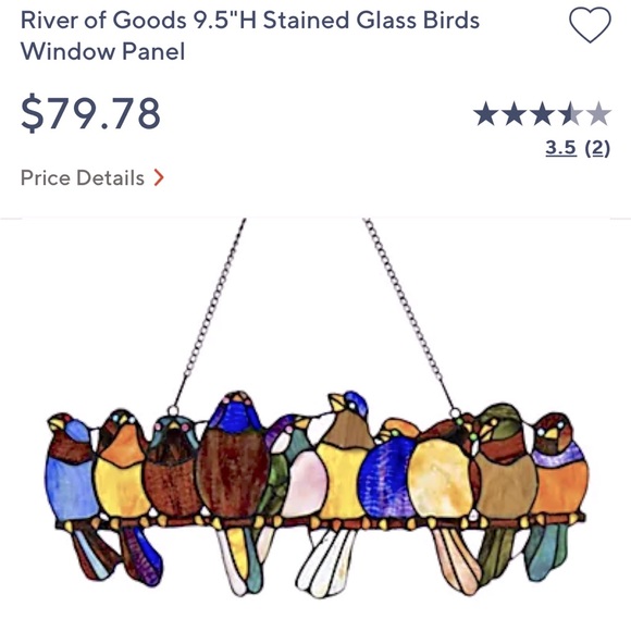 River of Goods Other - River of Goods Stained Glass Birds Window Panel